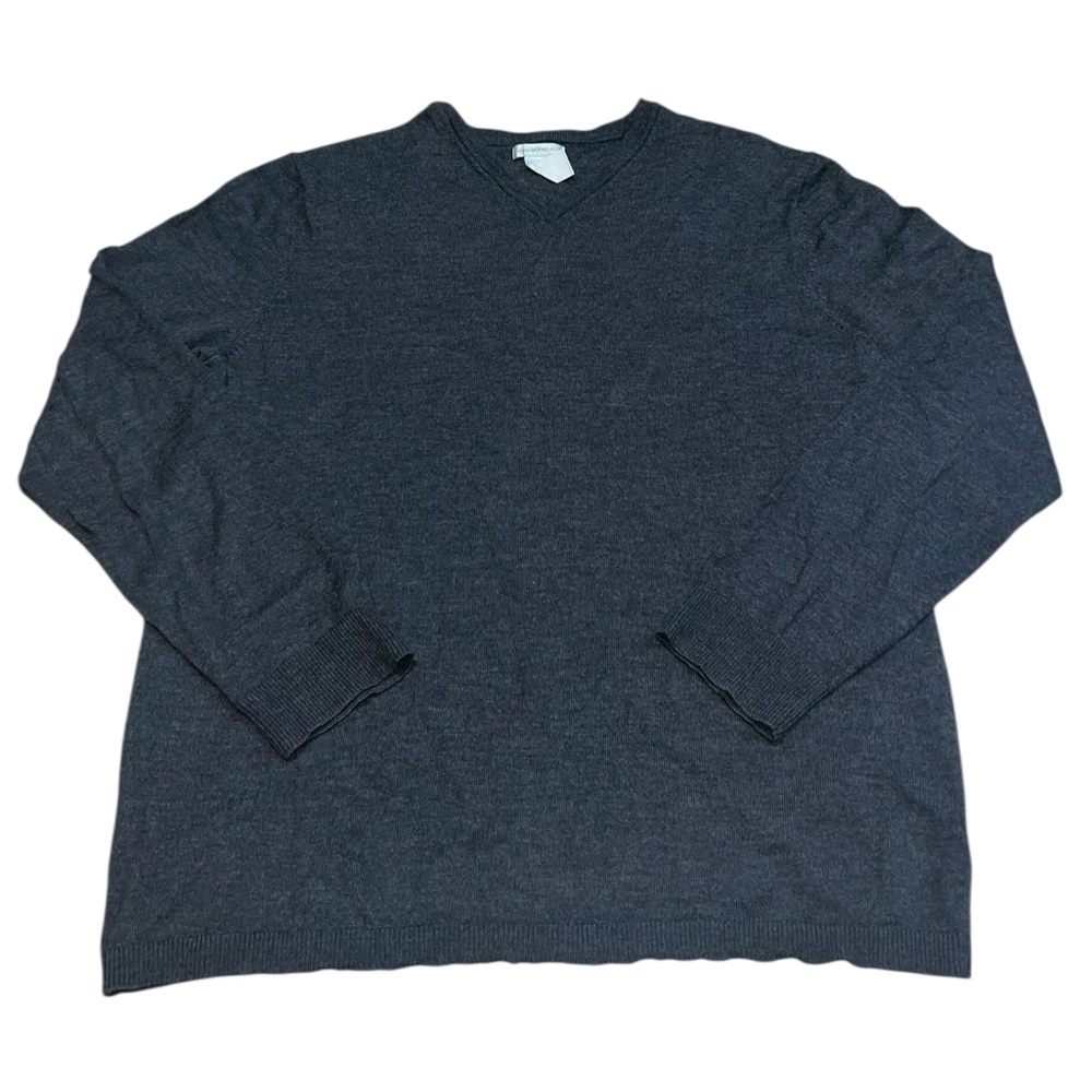 Men’s Gap Italian Merino Wool V-Neck Sweater Gray Size XL Tall